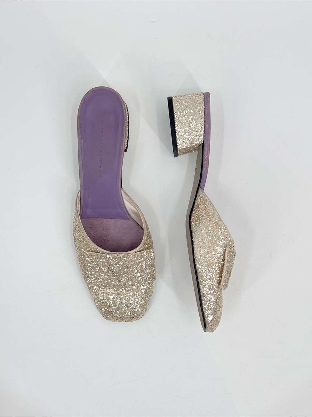 Victoria Beckham Harper Glitter mules silver 40
